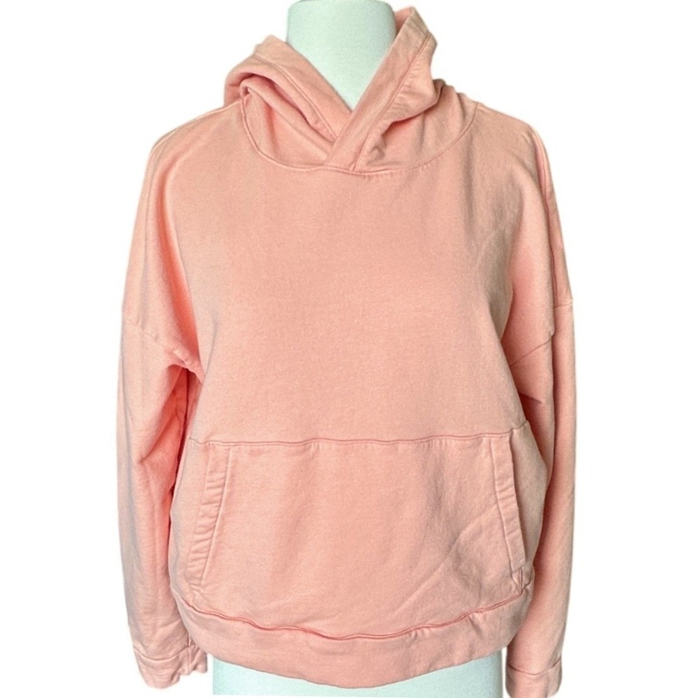 FLX Borcay Peach Hoodie Sweatshirt Large Pullover cropped Side Slit Comfy Cozy